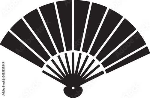 Black fan, handheld fan, folding fan, decorative icon