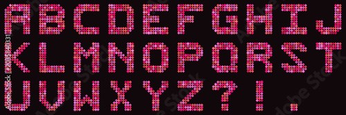 Tableau sur toile Pink Pixel Alphabet Set with Sparkly Texture for Digital Design Projects and Ret