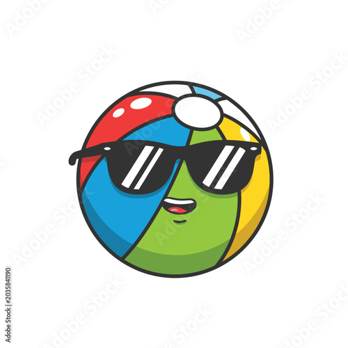 Photos Colorful Beach Ball Wearing Sunglasses 3.