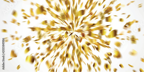 Cuadro en lienzo Explosion of gold confetti on white background with confetti explosion celebrati