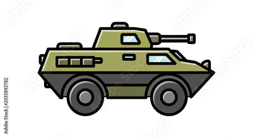 Canvastavla Military armored vehicle with gun turret.