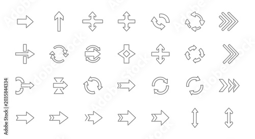 Collection of various directional and mathematical symbols.