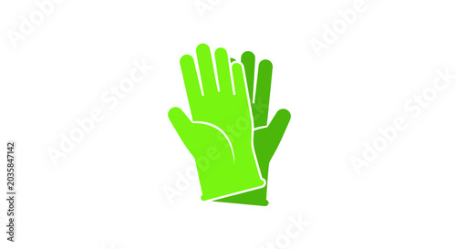 Bild auf Leinwand Bright Green Rubber Gloves Icon, Cleaning Supplies, Hygiene, Household Chores