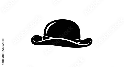 Foto Black bowler hat icon, simple silhouette, isolated on white background