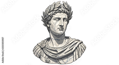 Tableau sur toile Roman Emperor Marble Bust Vector Illustration