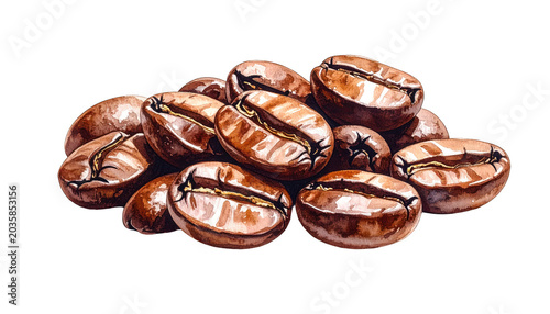 A pile of roasted coffee beans, richly colored and textured, ready for brewing a perfect cup of coffee