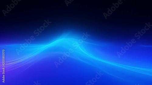 Abstract Blue Wave Energy Flow, Digital Light Aurora, Futuristic Tech Background