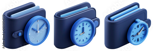 3d Paylater Wallet with Attached Clock Icon for Financial Management