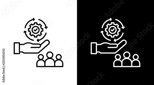 Photos Collective Effort Outline White Icon Set Design