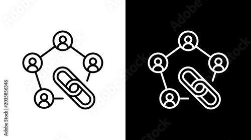 Bild auf Leinwand Interconnection Outline White Icon Set Design