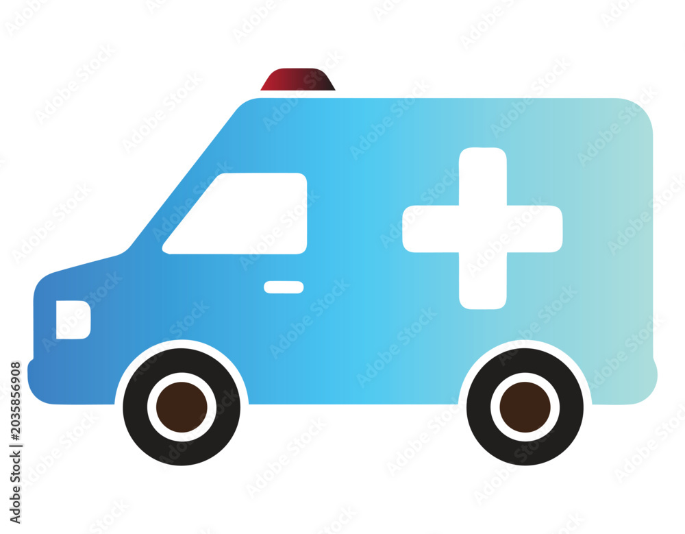 Fototapeta premium A blue ambulance with a white cross