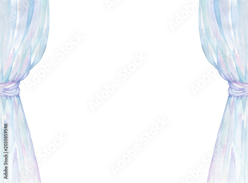 水彩で描いた舞台カーテンのイラスト