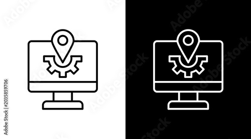 Obraz na płótnie Localization System Outline White Icon Set Design
