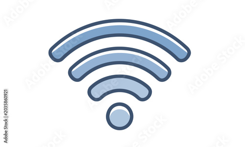 Simple blue and white wi-fi signal icon with a modern, clean design representing wireless connectivity and internet access