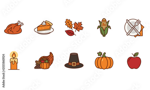 Thanksgiving Icons A Collection of Festive Holiday Symbols for Your Designs