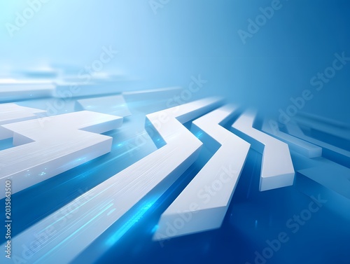 Abstract Digital Background with Blue Light and Geometric Squares and Arrows for Technology and Innovation Concept