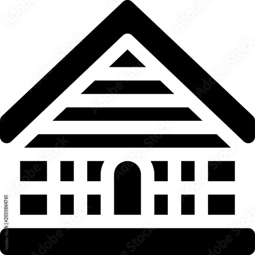 Grid of black glyph housing and building icons representing homes, apartments, cottages, offices and property concepts. Clean outline style suited for UI, real estate, architecture