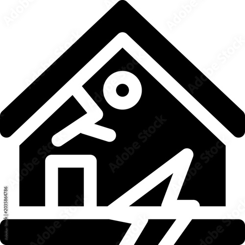 Grid of black glyph housing and building icons representing homes, apartments, cottages, offices and property concepts. Clean outline style suited for UI, real estate, architecture