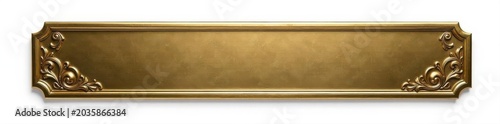 Elegant gold nameplate mockup, isolated on white , display, signage, award