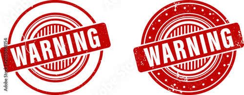 Red Warning Stamp Collection with Grunge Rubber Seal Design