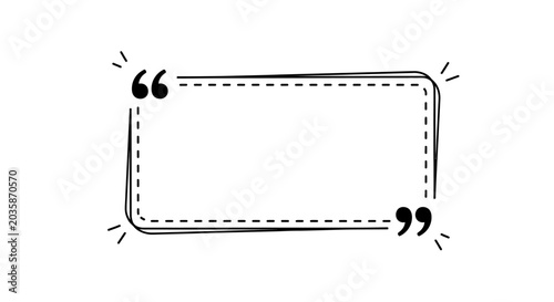 Foto Dotted rectangular quote box frame with quotation marks.