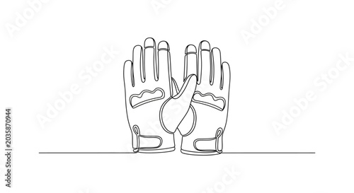 Schilderij op canvas Minimalist Line Art Drawing of Baseball Gloves Facing Each Other