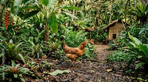rooster in the grass