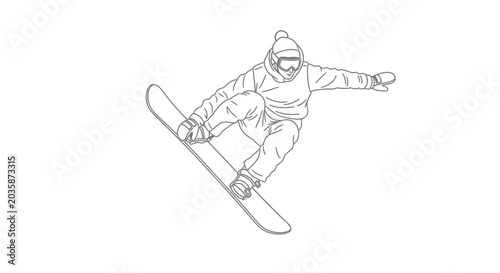 Bild auf Leinwand Snowboarder performing a trick in mid-air, dynamic action illustration
