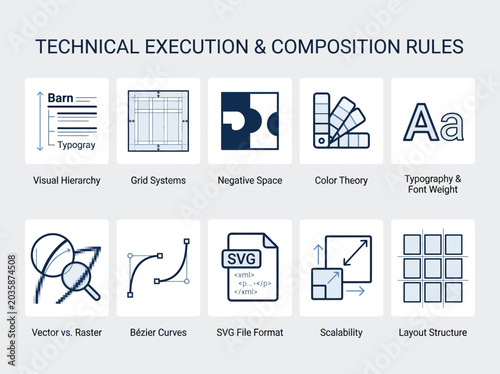 Konstfotografi Graphic Design Technical Execution and Composition Rules Infographic Icon Set