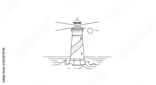 Cuadro en lienzo Lighthouse standing alone in water.