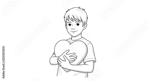 Photos Boy Holding a Big Heart.
