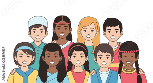 Bild auf Leinwand Diverse group of smiling young people.