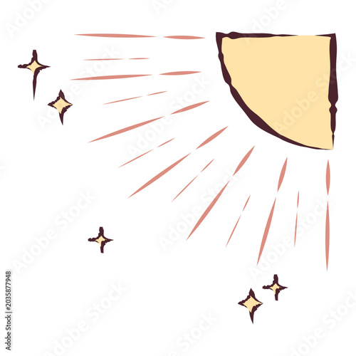 Retro Sun Rays Corner Frame Illustration