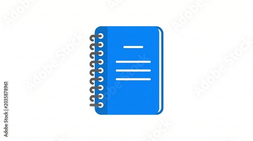 A simple blue spiral-bound notebook icon with white lines on its cover, representing notes or a journal.