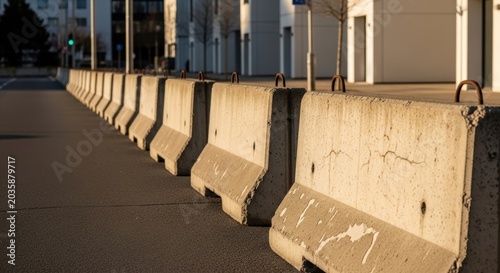 Concrete Road Barriers in Urban Setting