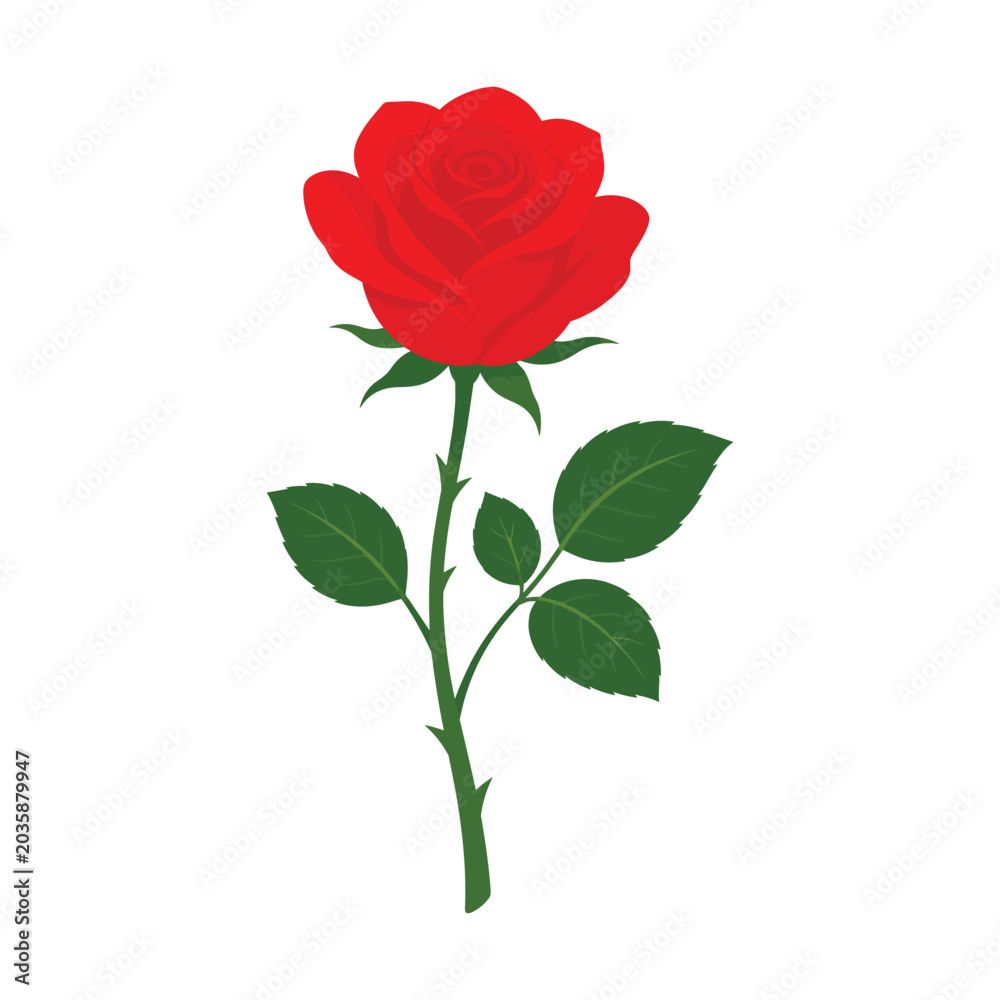 Obraz premium Red rose flower icon vector illustration. flat design. simple style for poster.