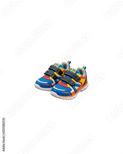 Velcro Kids Shoes Isolated Design Background Colorful Children Footwear Studio Product Mockup