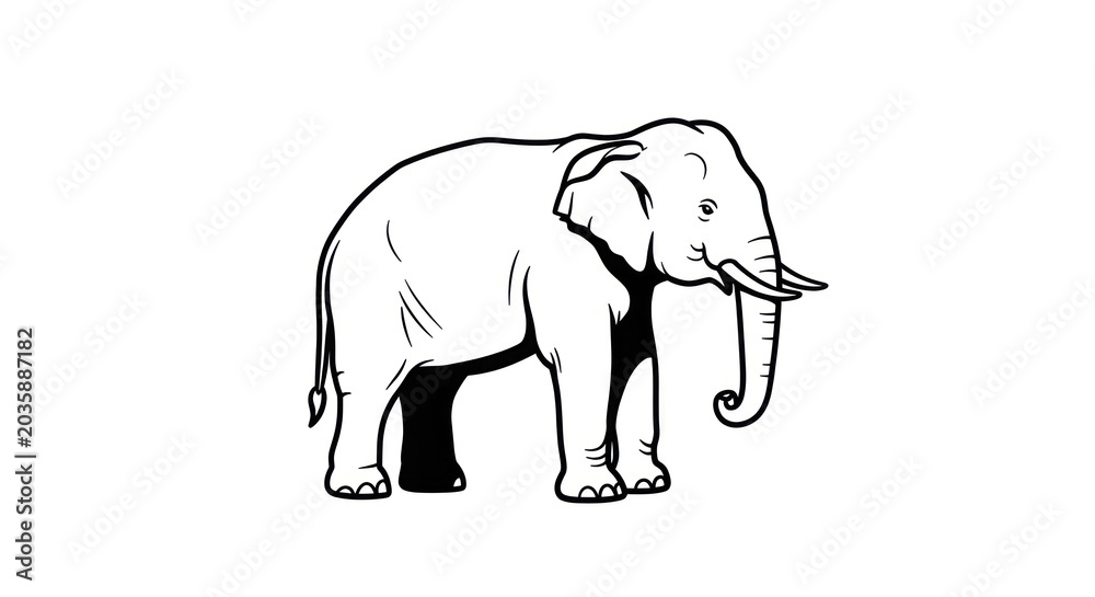 Fototapeta premium An illustration depicts an elephant standing alone outdoors in a natural setting.