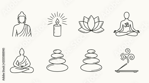 Photography Zen Buddhism Icons: Buddha, Lotus, Meditation, Candle, Stones, Incense