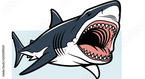 Photos Great White Shark with Mouth Open Showing Teeth.