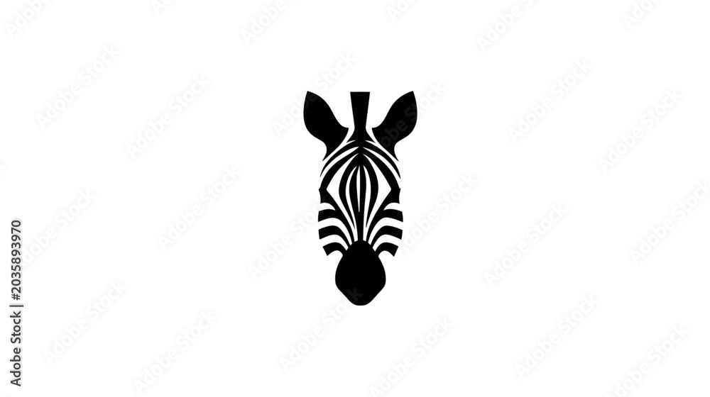 Fototapeta premium Graphic illustration of a zebras head against a plain white backdrop