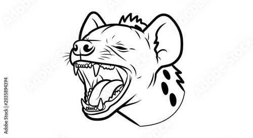 Φωτογραφία Hyena Head Illustration Open Mouth Yawning.