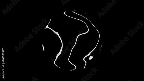 Flowing White Contour Lines Forming Organic Curves on Black
