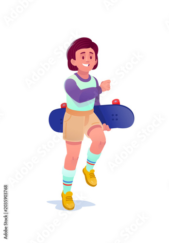 Happy people and family vector cartoon characters collection set. Vector illustration of happy family portrait, teenage girl with smartphone, and active boy running with skateboard isolated on white.