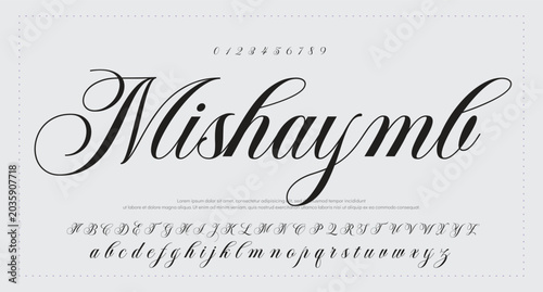 Quadro su tela Lettering signature font isolated on grey background