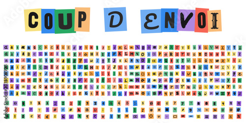 Foto COUP D ENVOI alphabet style lettre anonyme decoupee pour design graphique et typ