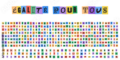 EGALITE POUR TOUS alphabet style lettre menace pour design graphique concept de justice sociale et egalite des droits pour tous