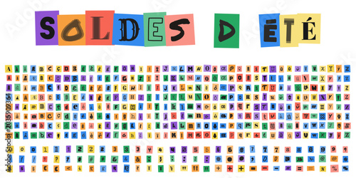 Photos SOLDES D ETE alphabet style lettre anonyme pour design graphique et typographie