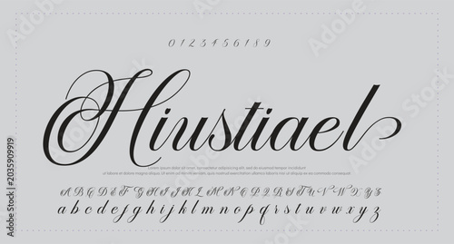 Foto Lettering signature font isolated on grey background