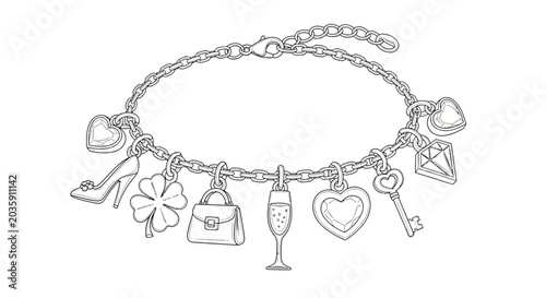 Obraz na plátně Fashion Jewelry Heart Charm Bracelet.